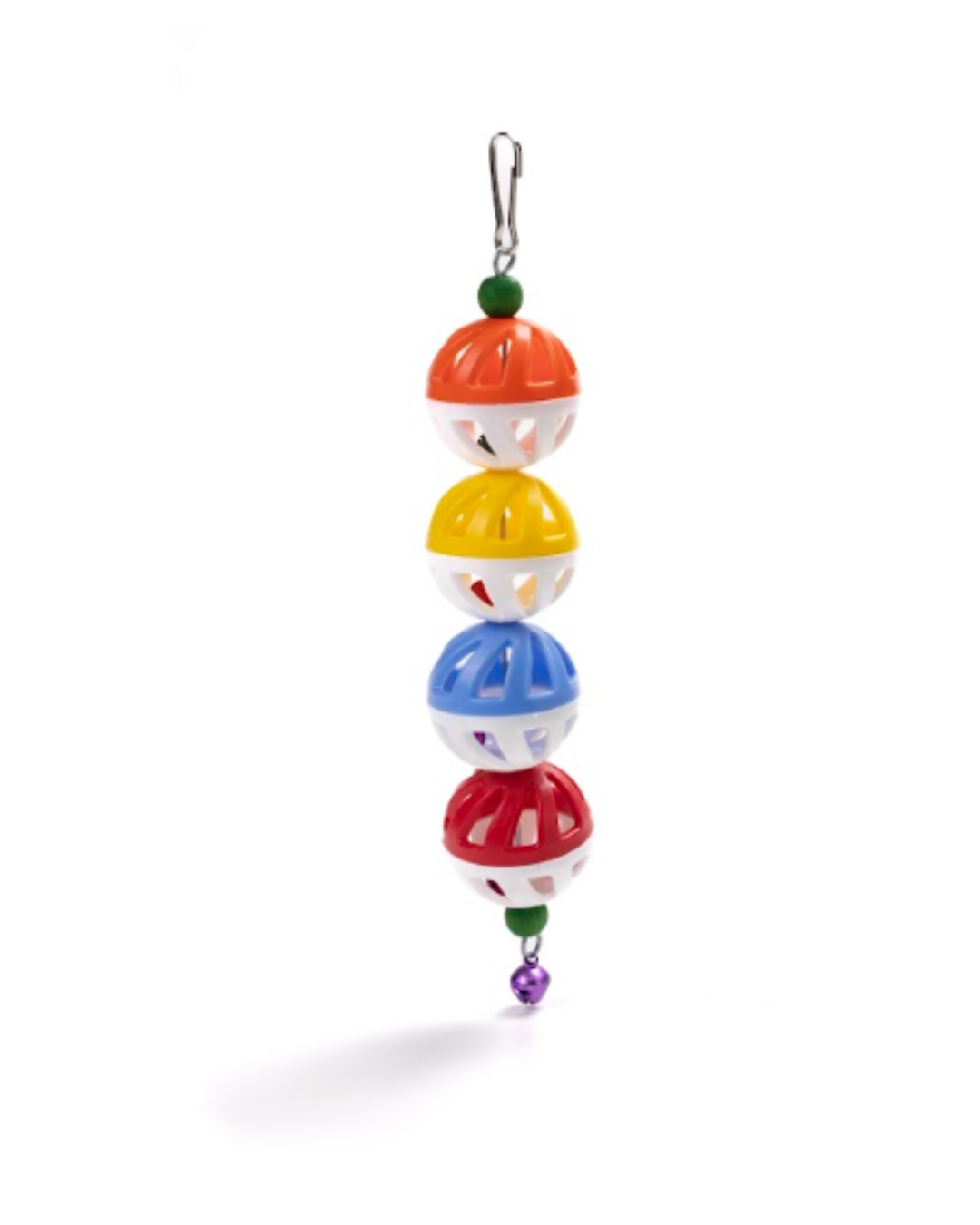 Leopet - Gioco Per Uccelli Con 4 Palline in Plastica, Perline in Legno e Campanella 5x24 cm