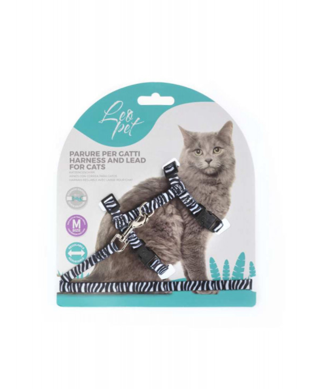 Leopet - Parure Stampa Animalier Zebrato per Gatti di Media Taglia