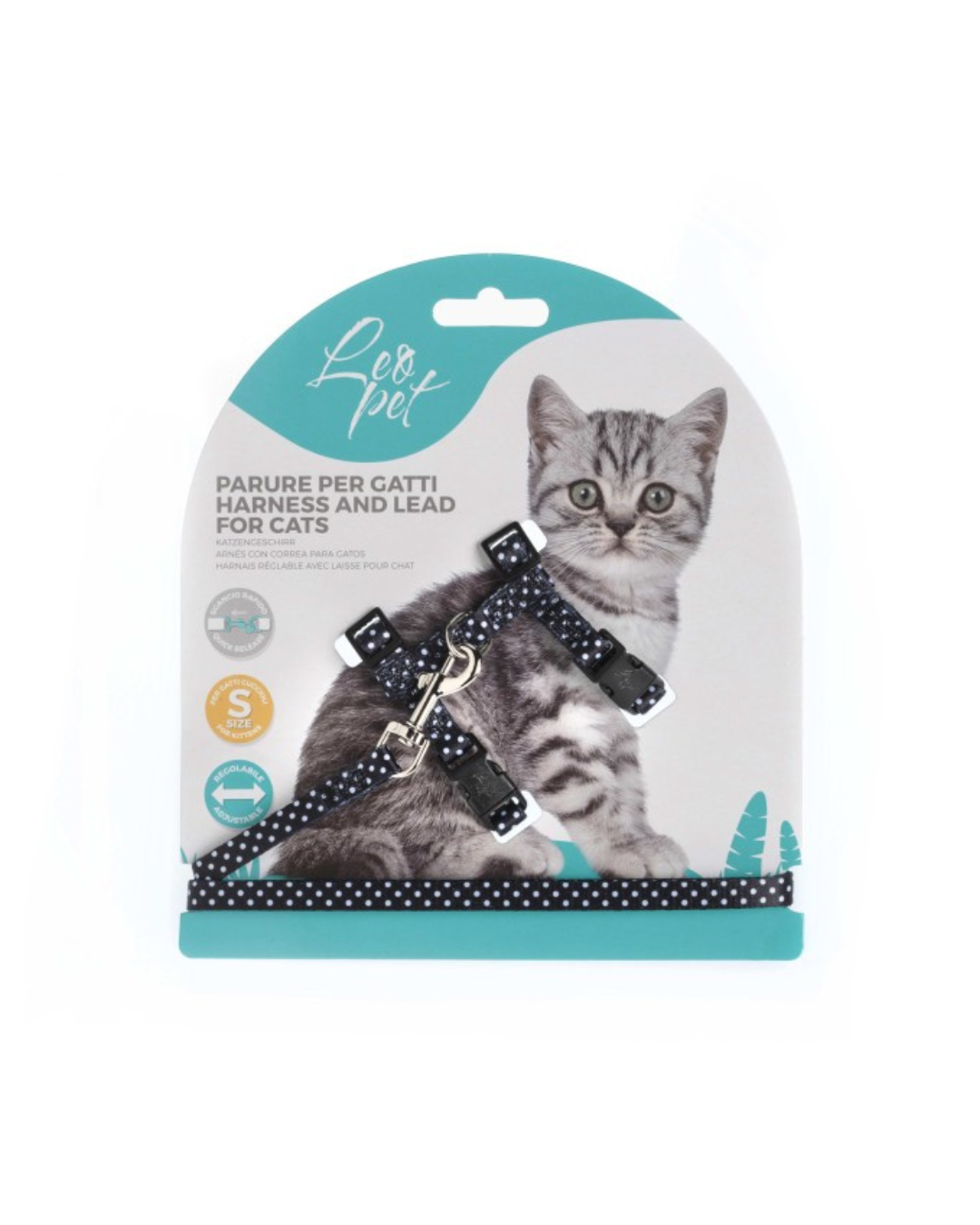 Leopet - Parure con Stampa Pois Nero per Gatti  Cuccioli