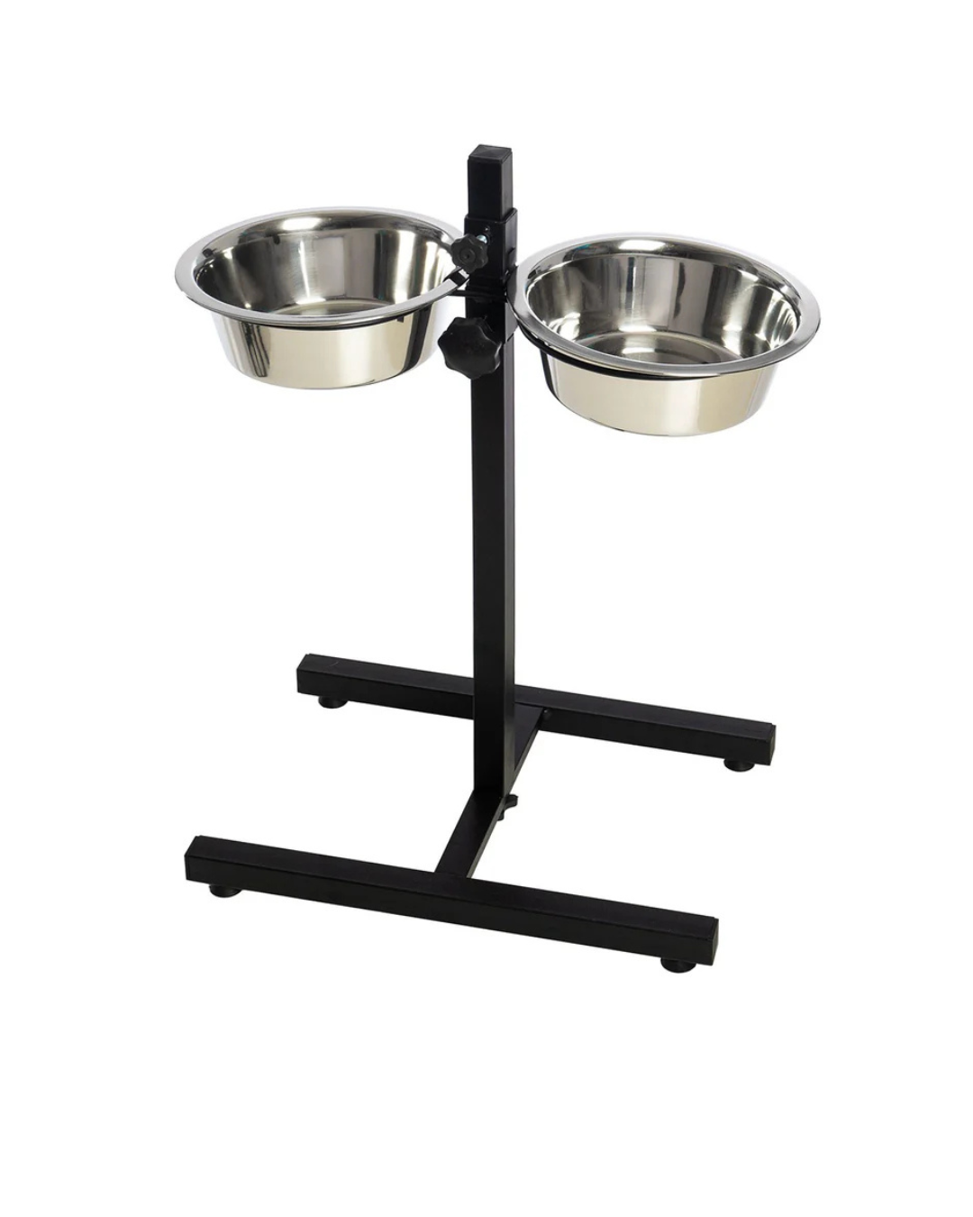 Leopet - Supporto ad H Regolabile con 2 Ciotole in Acciaio Inox 2x4000 ml 65H cm