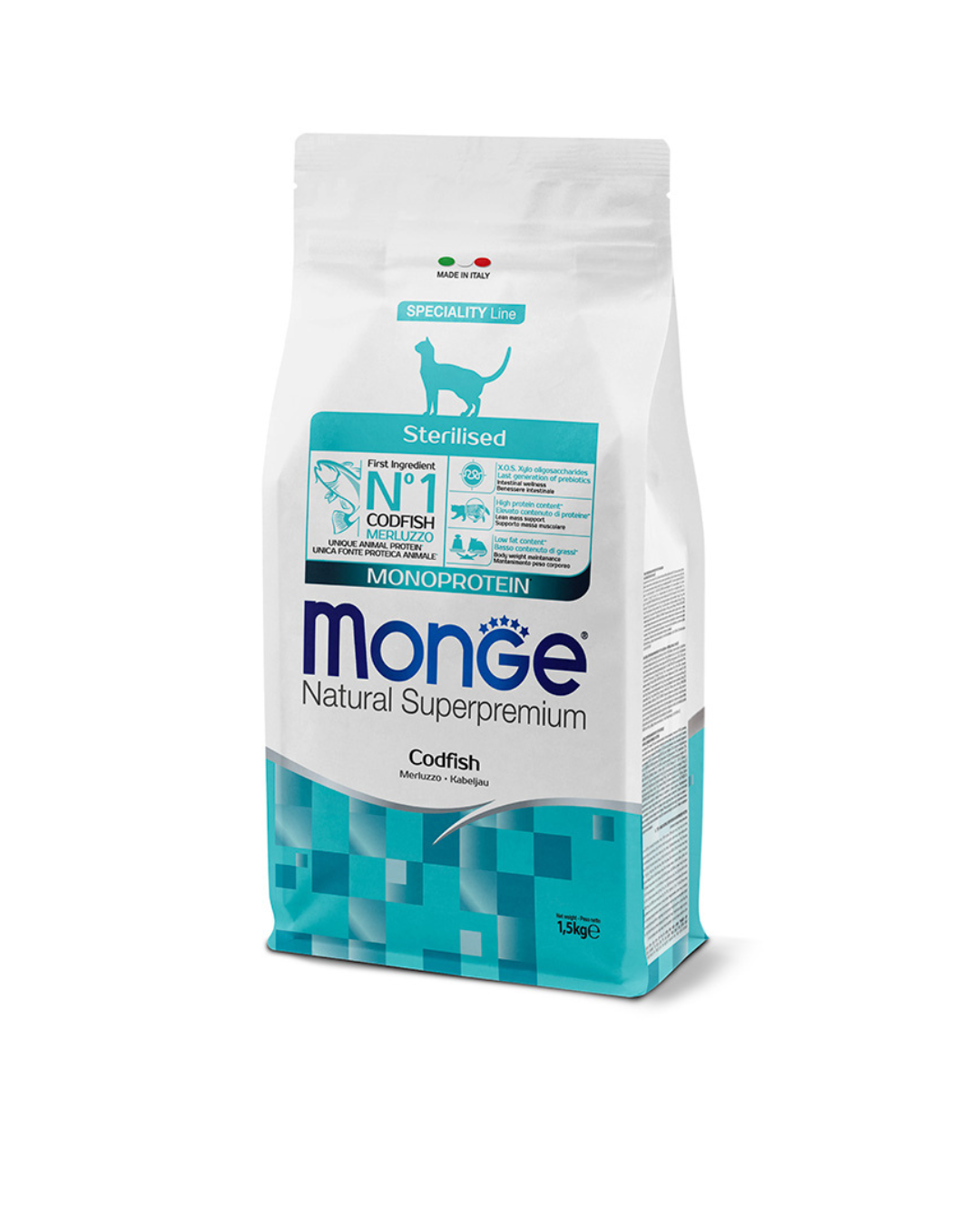 Monge - Natural Super Premium Gatto Sterilizzato - Merluzzo 1,5kg