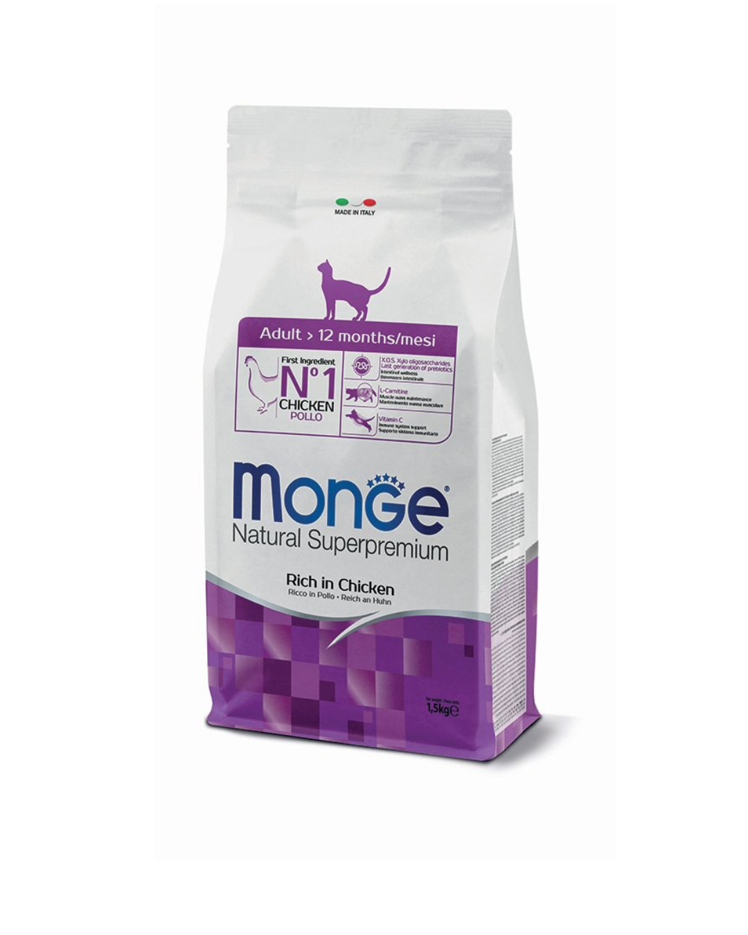 Monge - Natural Superpremium Gatto Adulto - Pollo e Riso 1,5kg