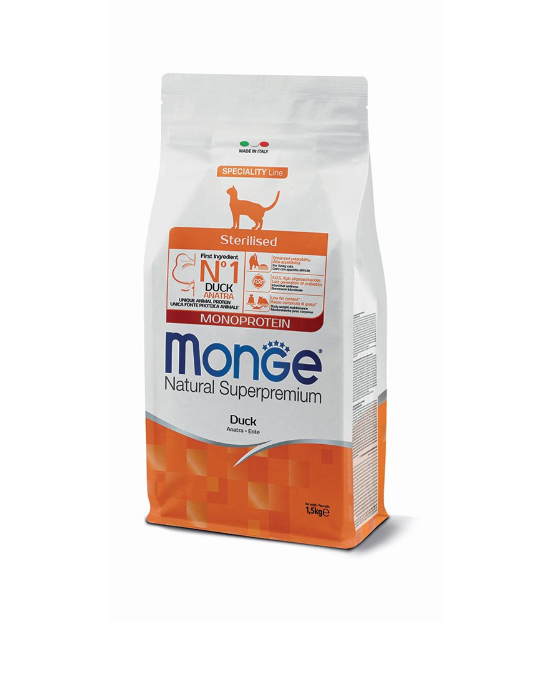 Monge - Natural Superpremium Gatto Sterilizzato - Anatra 1,5kg
