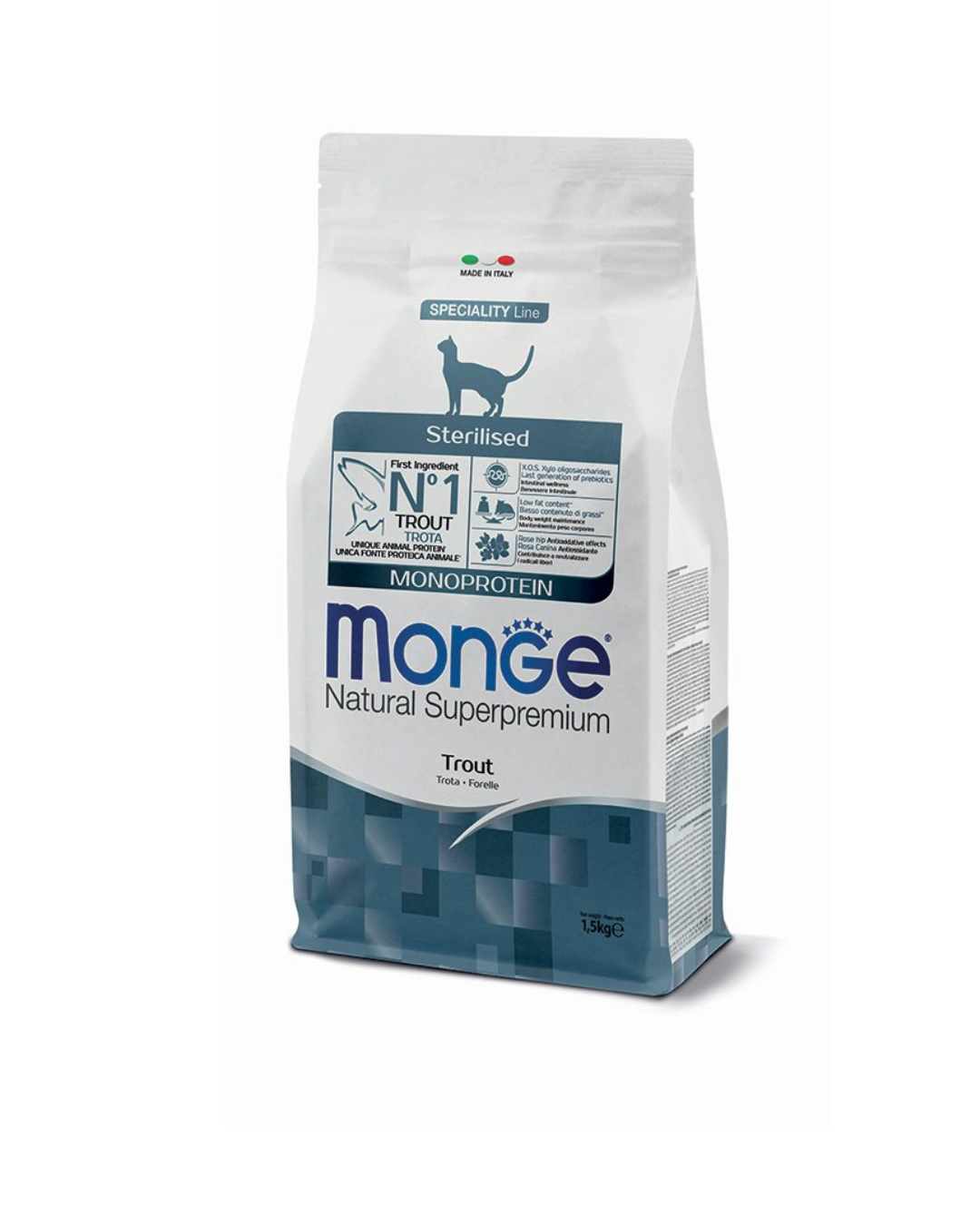 Monge - Natural Superpremium Gatto Sterilizzato - Trota 1,5kg