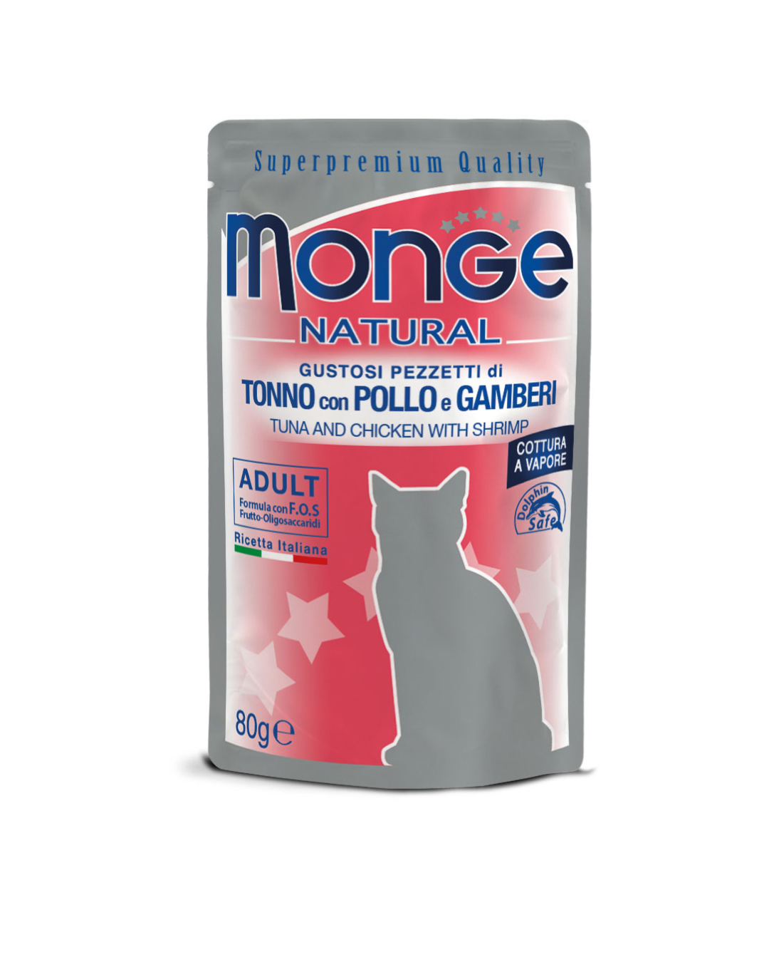 Monge - Natural per Gatti - Tonno, Pollo e Gamberetti 80 gr