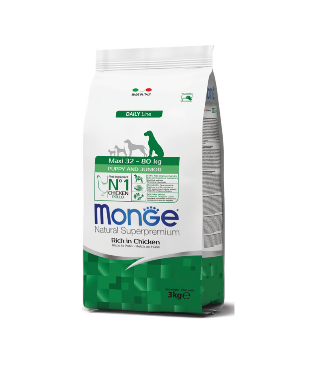 Monge - Puppy and Junior Maxy 32-80 kg Pollo e Riso - 3kg