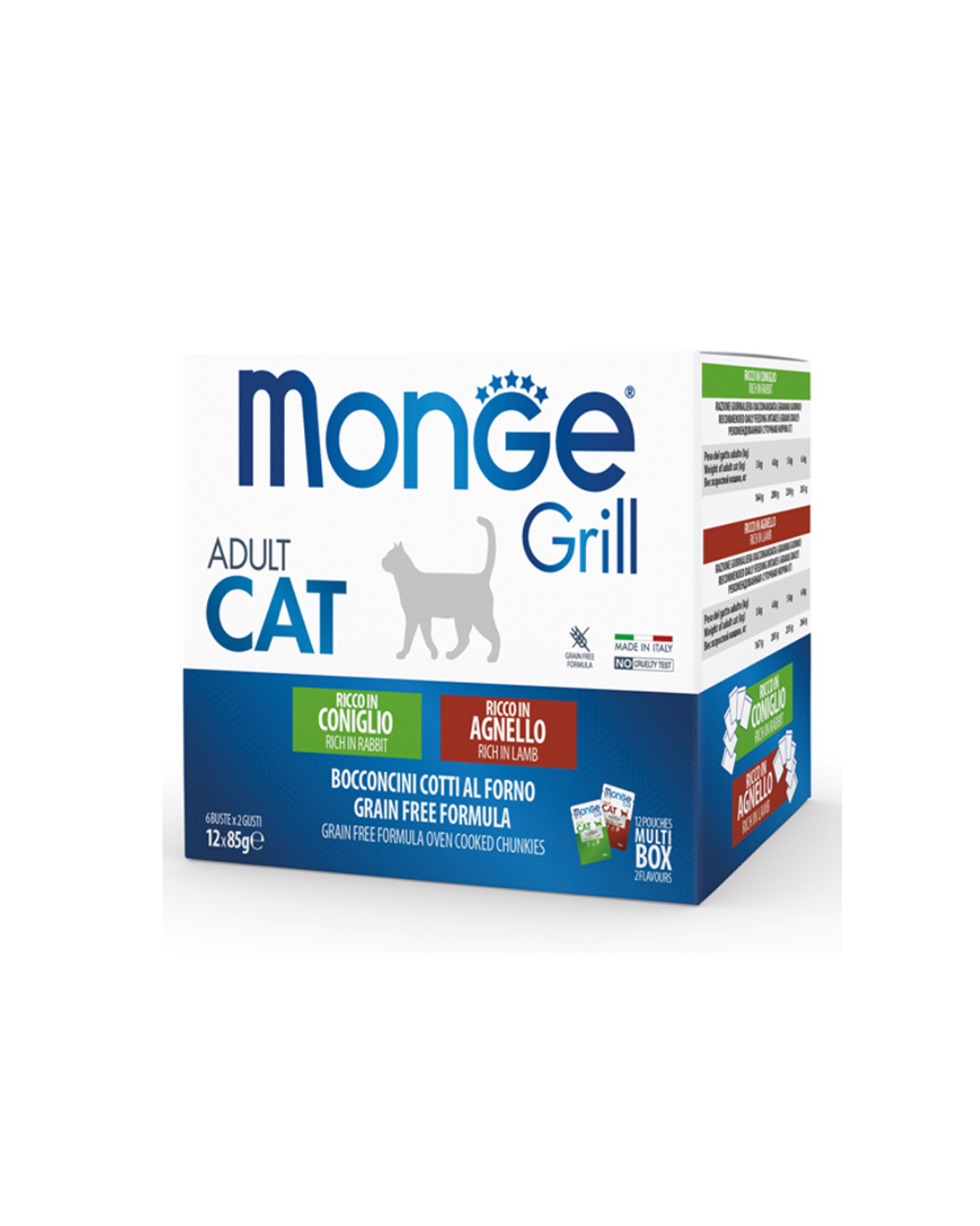 Monge Grill Mix Gatto Sterilizzato Multipack 12x85 gr - Gusti Coniglio, Agnello