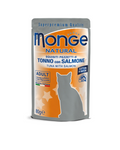 Monge Natural in Busta - Pezzetti di Tonno  e Salmone 80 gr – Adult Cat