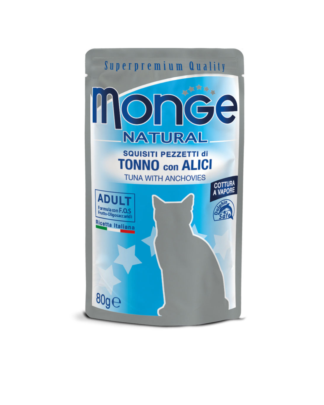 Monge Natural in Busta - Pezzetti di Tonno con Alici 80 gr – Adult Cat