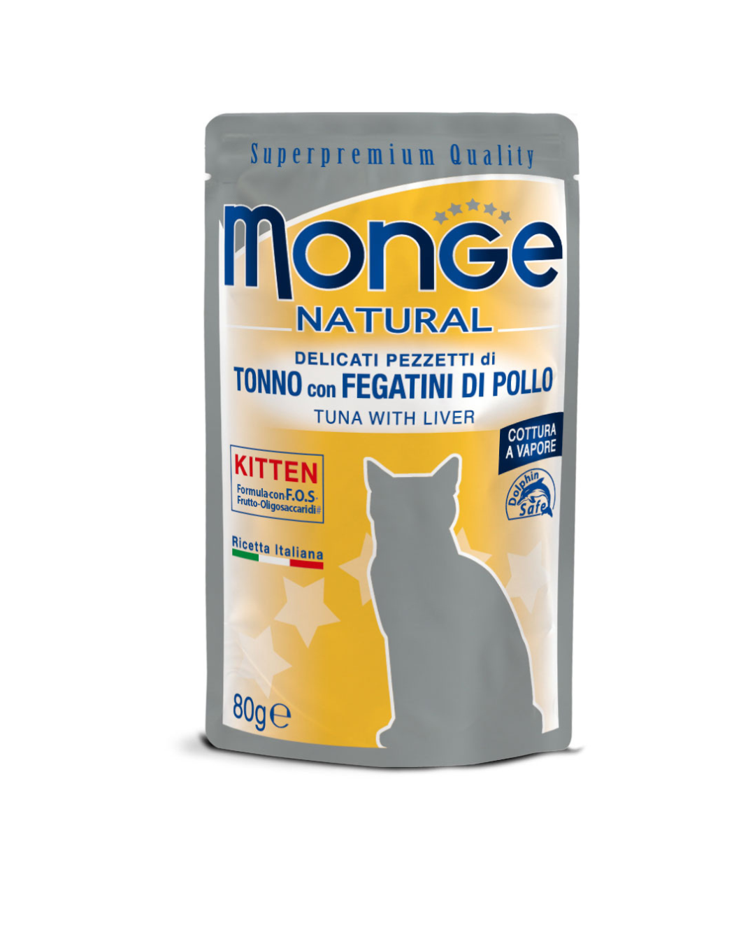 Monge Natural in Busta - Pezzetti di Tonno con Fegatini di Pollo 80 gr – Adult Cat