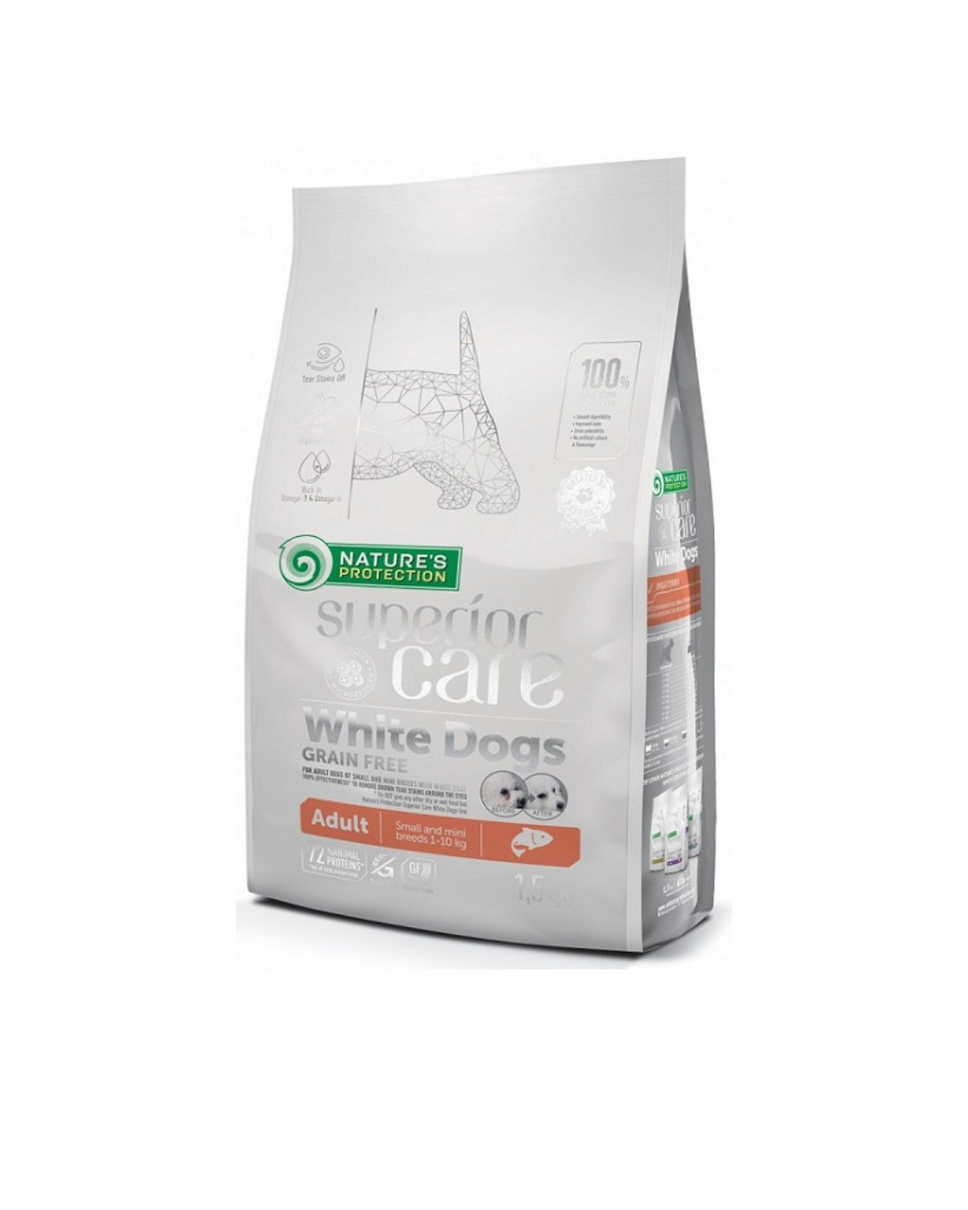 Nature's Protection - Superior Care White Dog Grain Free - Adult Small Breed - Salmone 1,5 kg