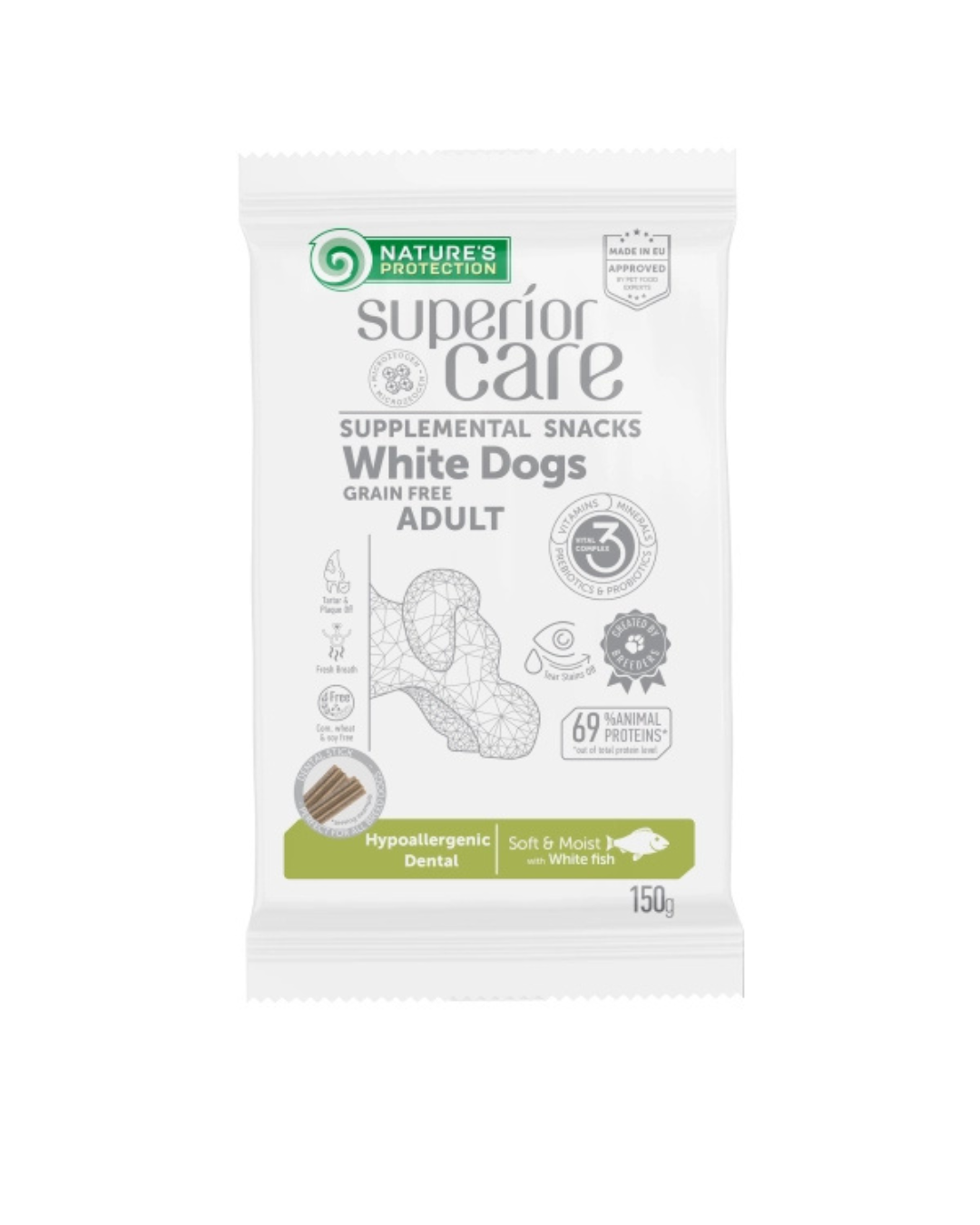 Nature's Protection - Superior Care Snack White Dog Grain Free - Hypoallergenic Dental - Pesce Bianco 150 gr