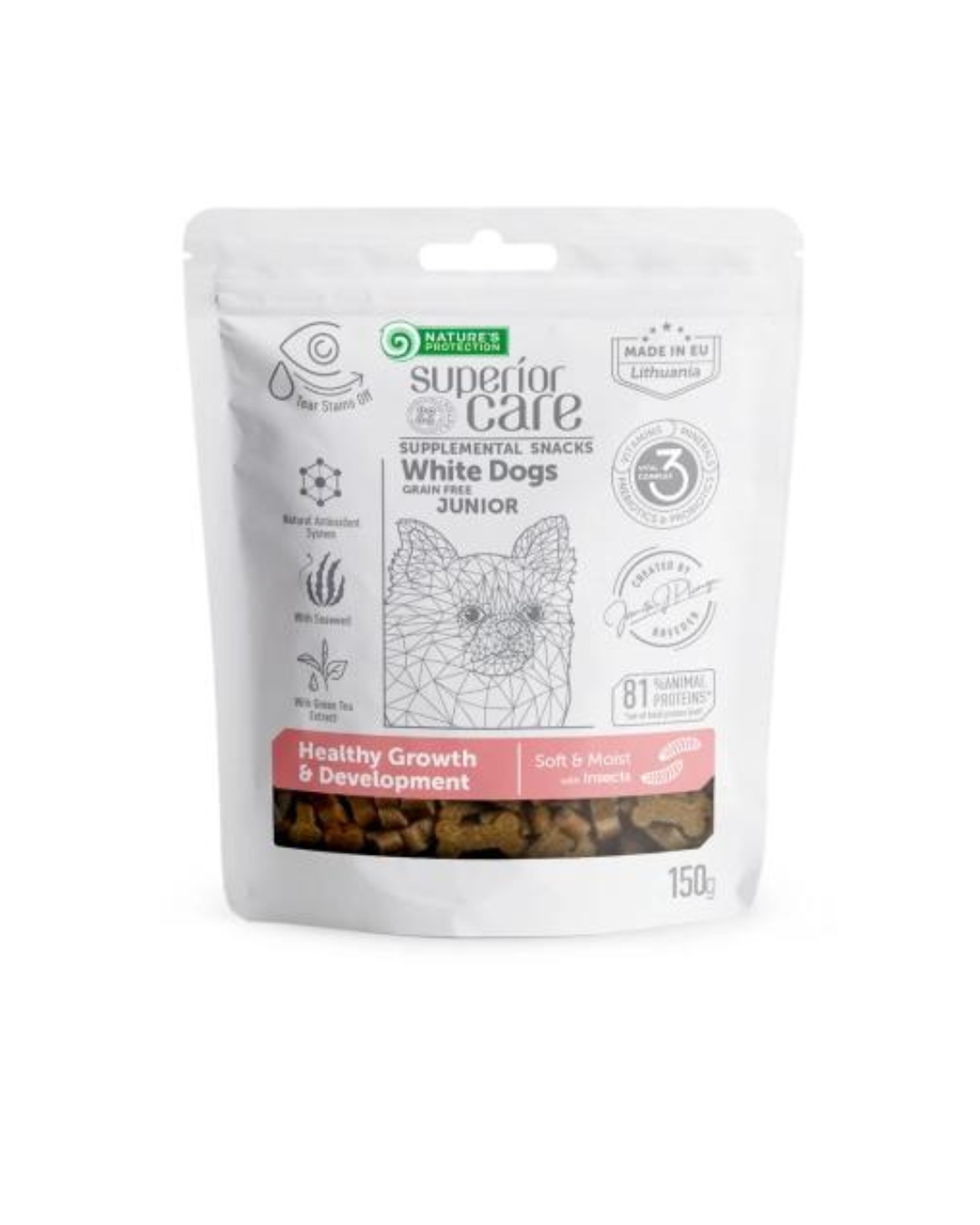 Nature's Protection - Superior Care Snack White Dog Grain Free - Junior Healthy Growth &amp; Development - Insects 150 gr