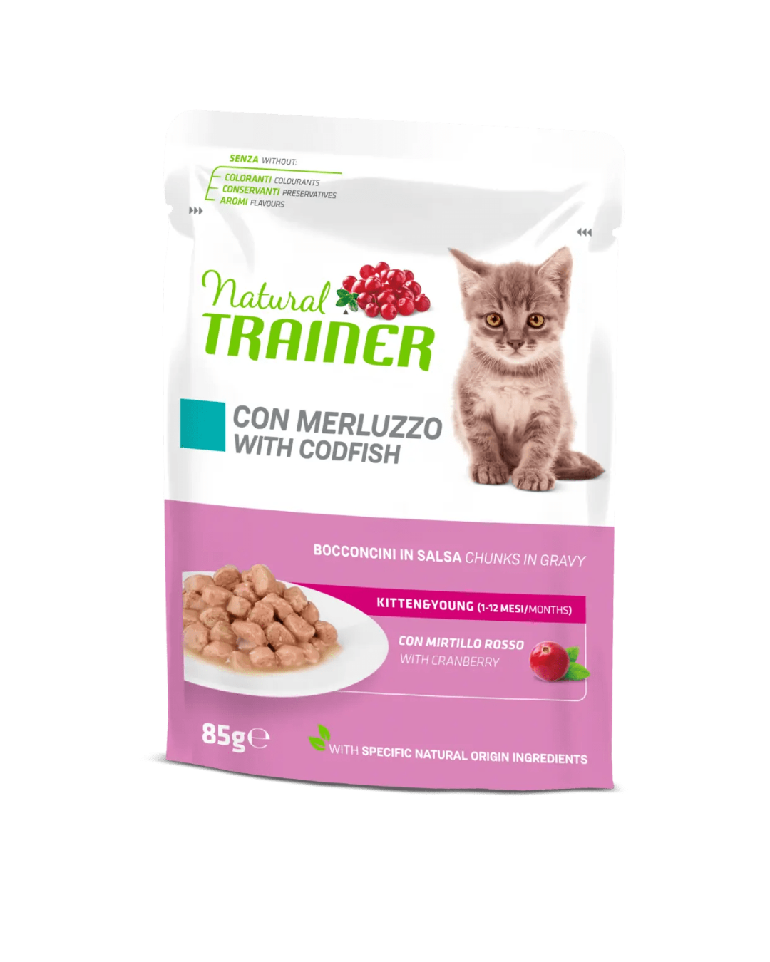 Natural Trainer - Bocconcini in Salsa Gatto Kitten - Merluzzo 85gr