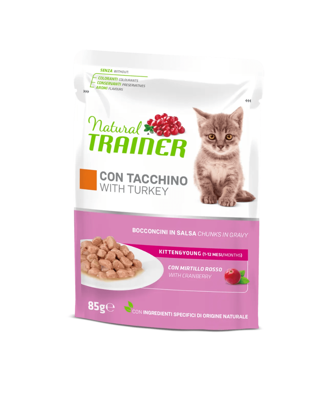 Natural Trainer - Bocconcini in salsa  Gatto Kitten - Tacchino 85gr
