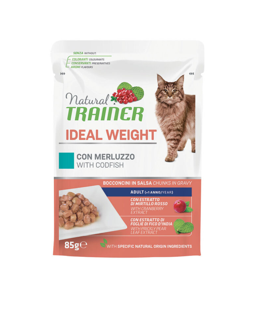 Natural Trainer - Gatto Adult Light - Merluzzo 85gr