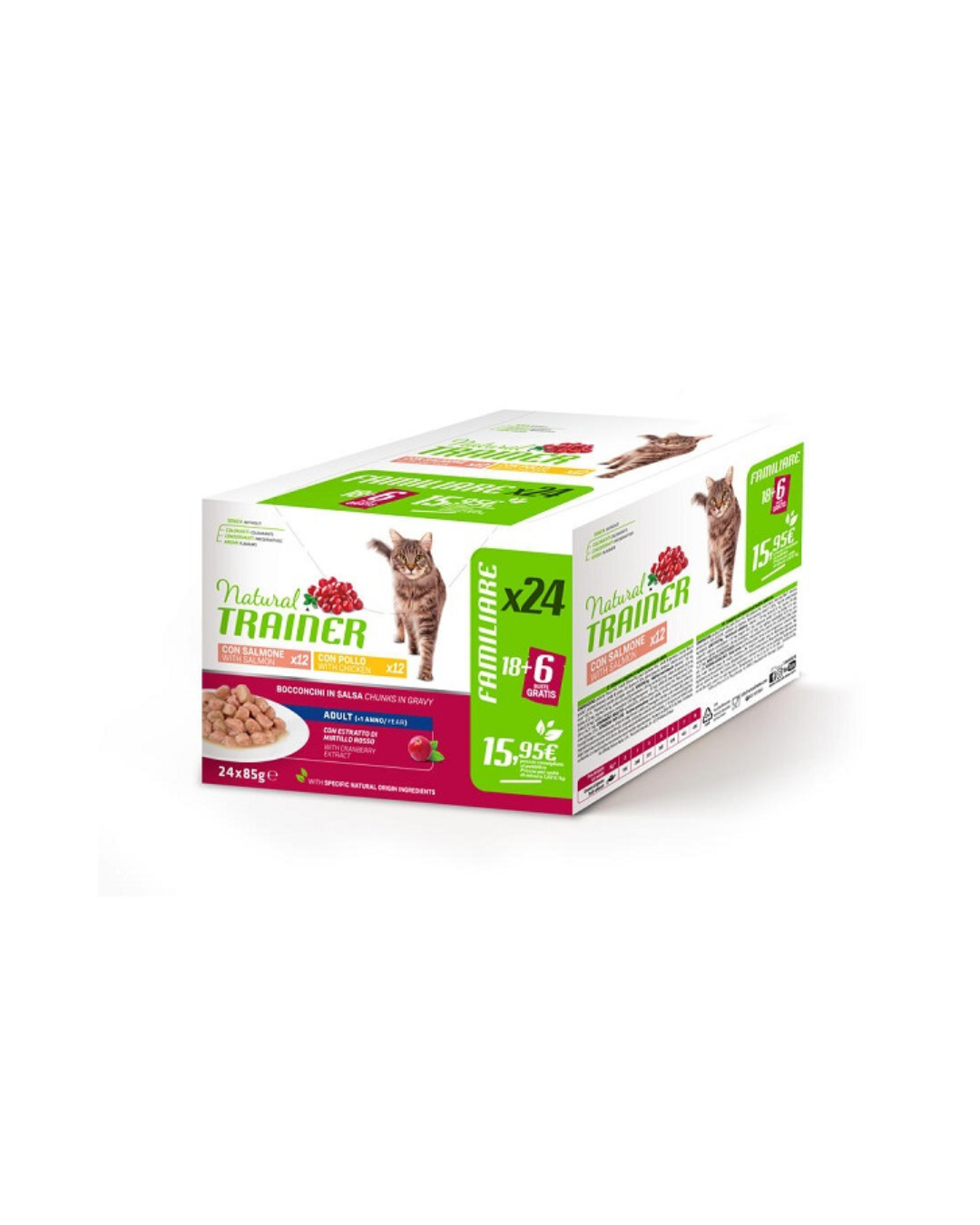 Natural Trainer - Cat Adult Multipack x24 Maintenance - Salmon and Chicken 85gr x 24