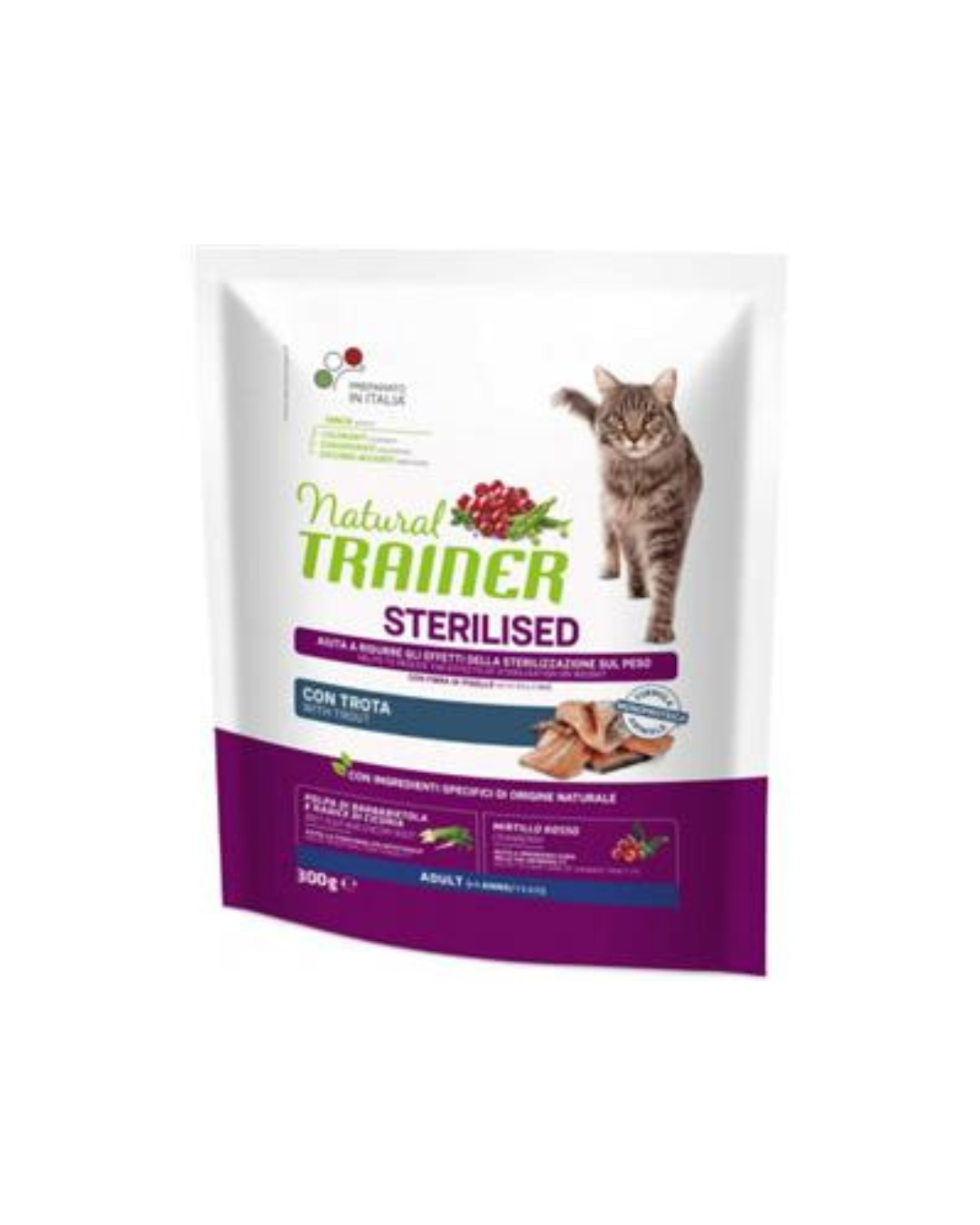 Natural Trainer - Sterilized Adult Cat - Trout and Pea Fiber 300gr