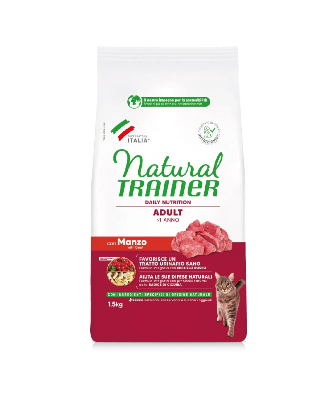 Natural Trainer - Gatto Adulto Mantenimento - Manzo 1,5kg
