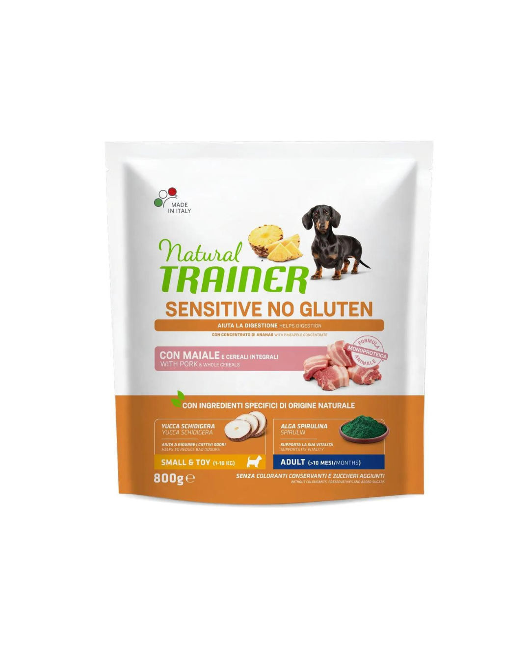 Natural Trainer - Sensitive No Gluten - Maiale 800gr