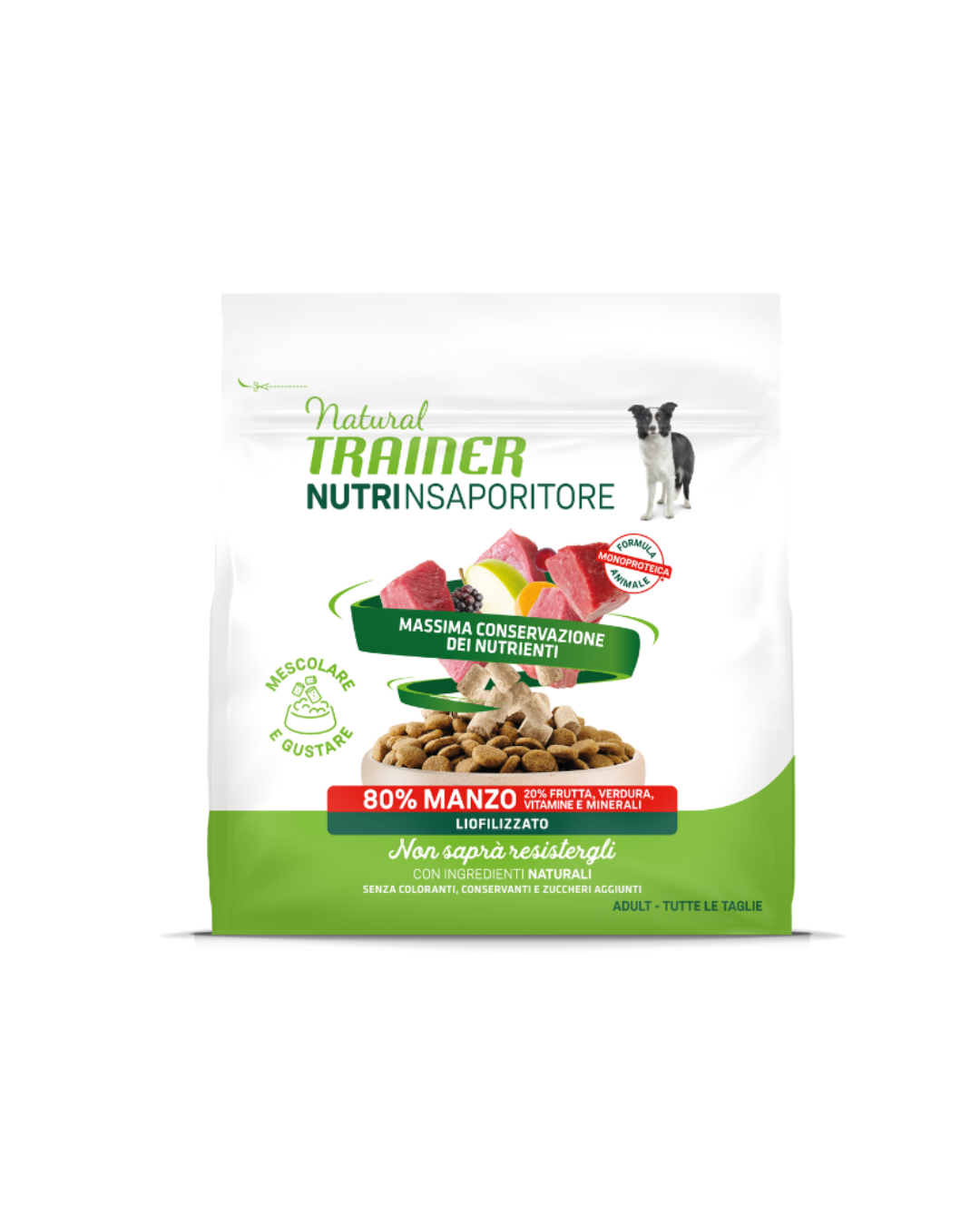 Natural Trainer - Nutrinsaporitore Cane Adulto >10 mesi - 80% Manzo Liofilizzato 120 gr