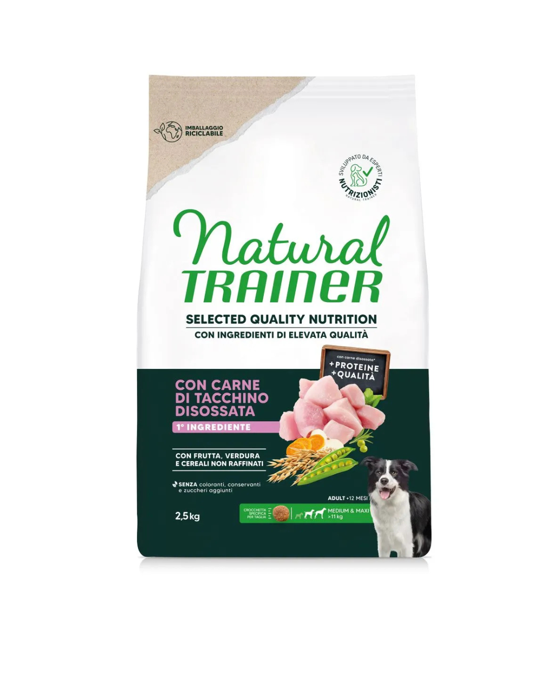 Natural Trainer - Selected Quality Nutrition per Cane Adulto Medium / Maxi - Tacchino 2,5kg