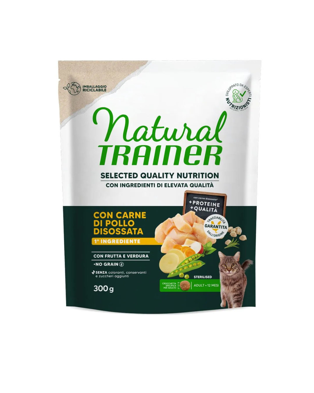 Natural Trainer - Selected Quality Nutrition per Gatti Adulti Sterilizzati - Pollo da 300g