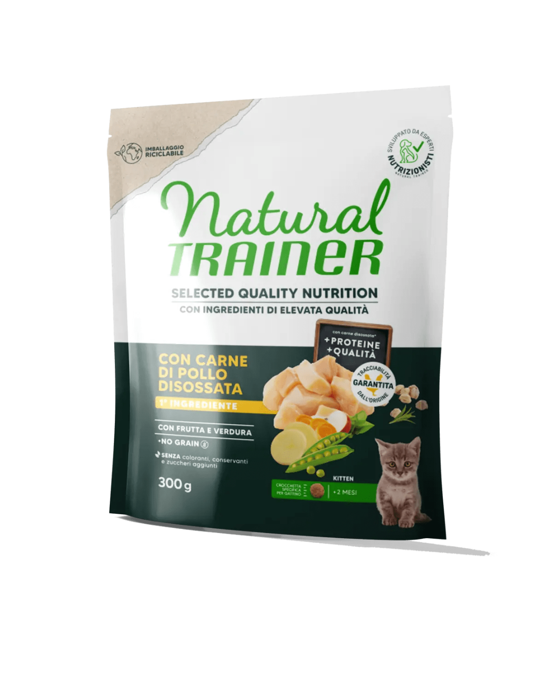 Natural Trainer - Selected Quality Nutrition per Gatti Kitten - Pollo da 300g