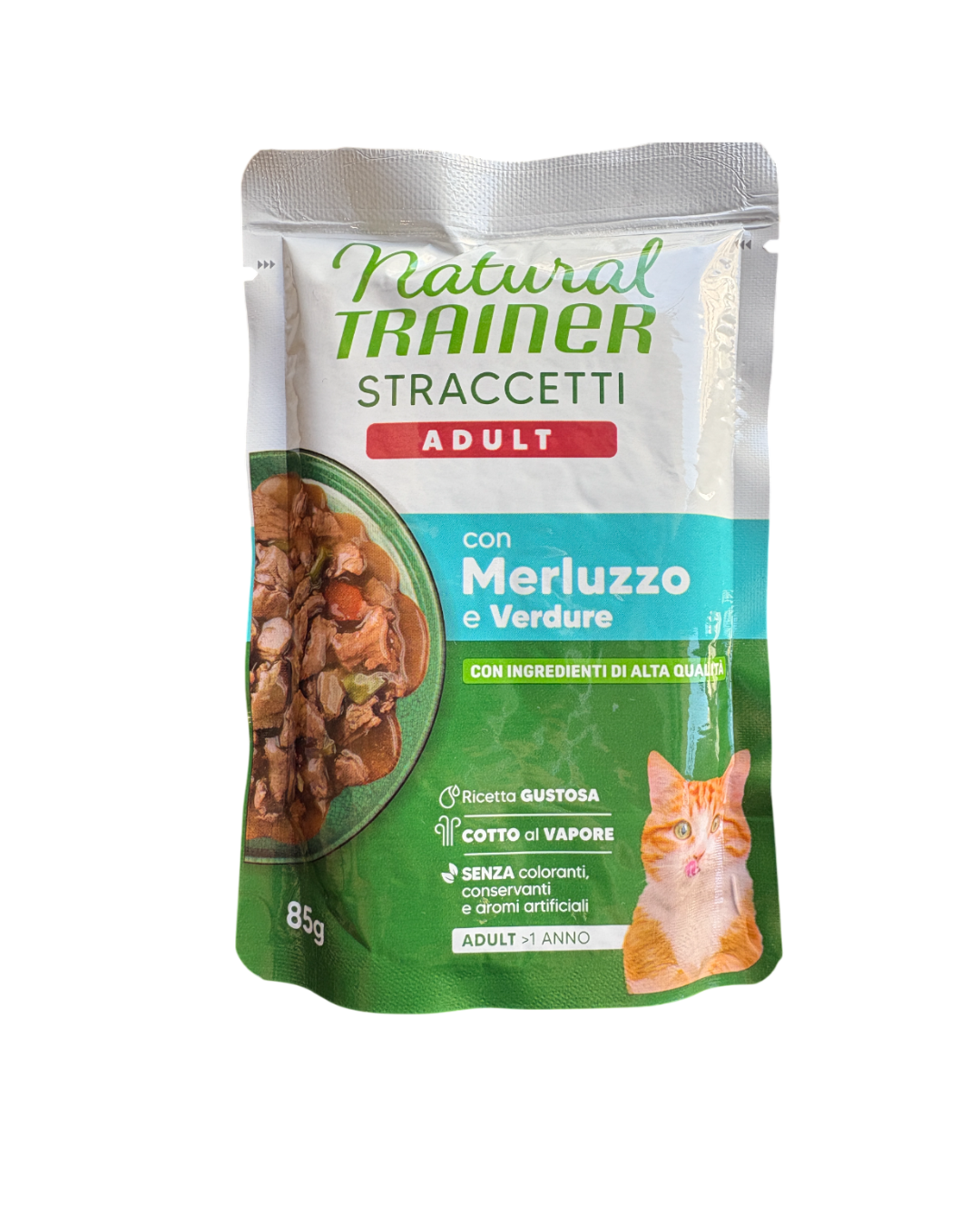Natural Trainer - Straccetti per Gatto Con Merluzzo e Verdure - 85 gr