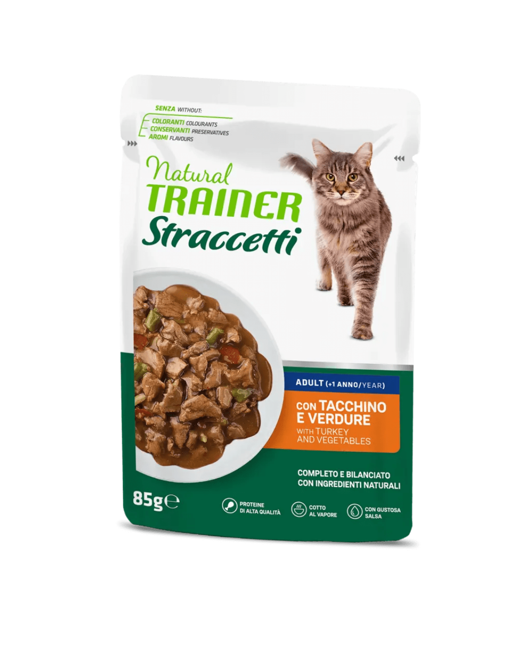 Natural Trainer - Straccetti per Gatto Con Tacchino e Verdure - 85 gr