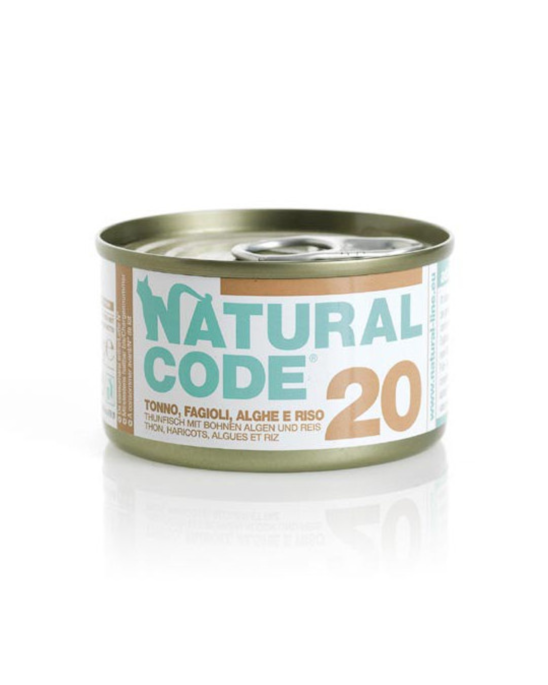 Natural code 20 - Straccetti per gatti - Tonno, Fagioli e Alghe in brodo - 85gr