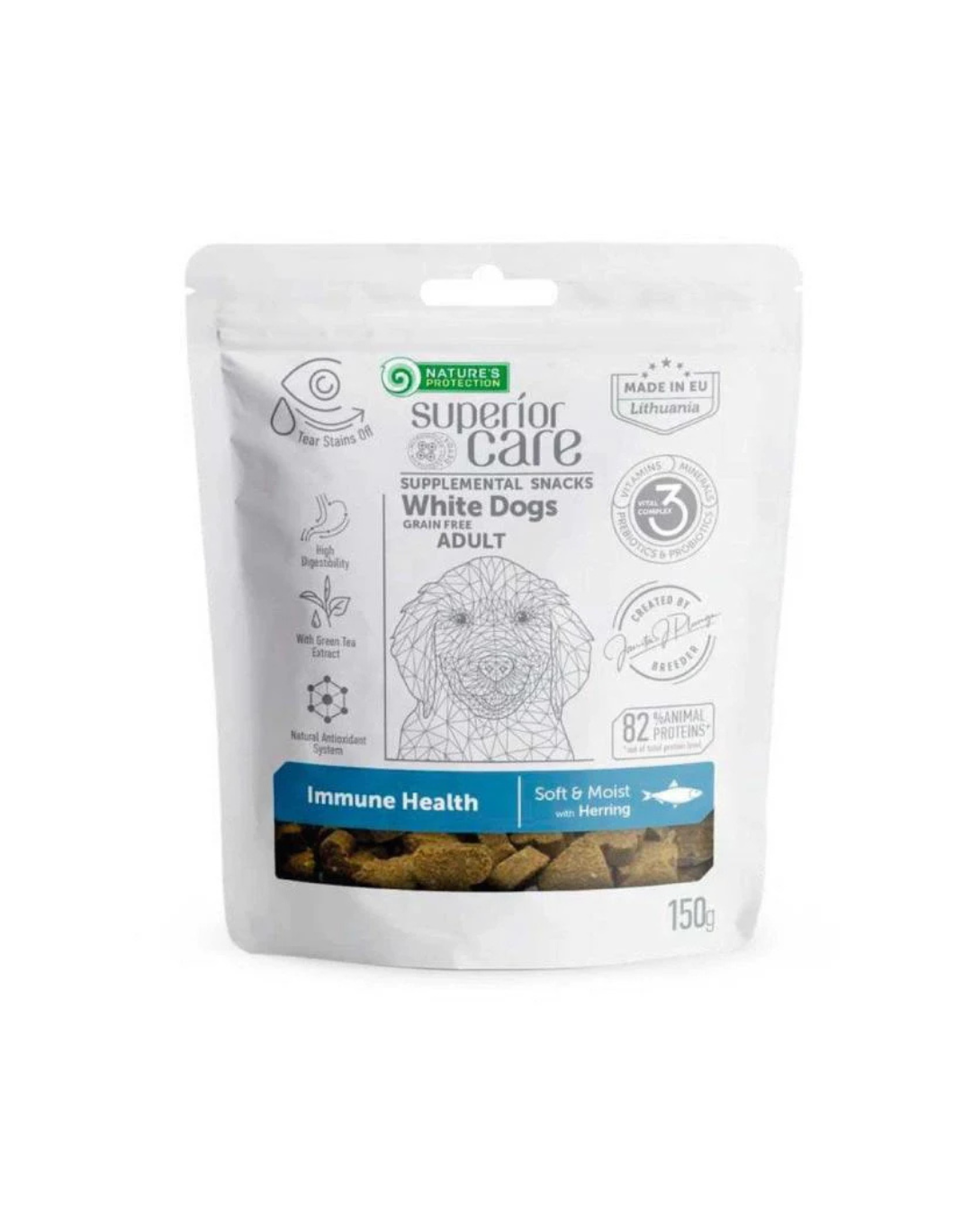 Nature's Protection - Superior Care Snack White Dog - Immunce Health Grain Free - Aringa 150 gr