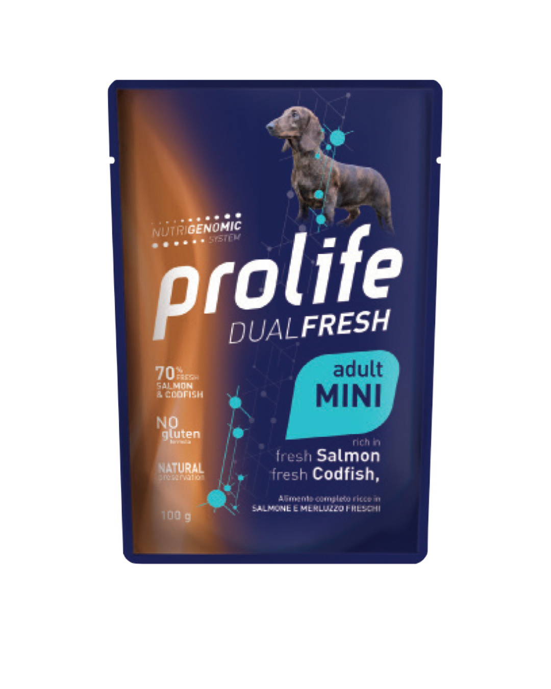 Prolife - Adult Mini Dog Dual Fresh - Salmone e Merluzzo - Umido in Bustina 100 gr