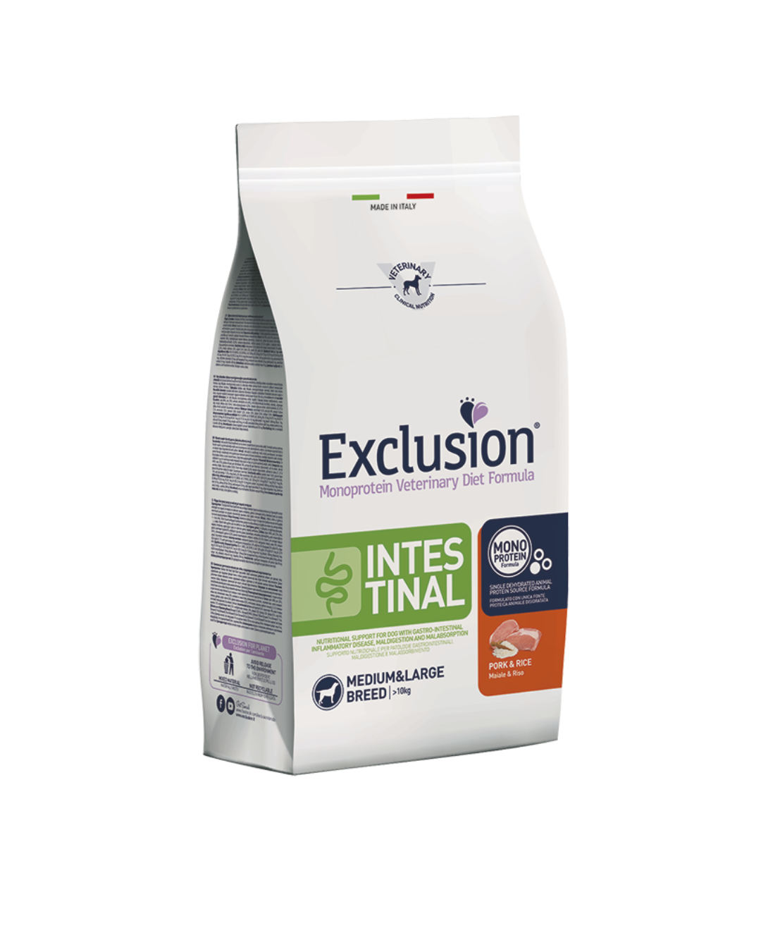 Exclusion - Veterinary Diet Intestinal Medium e Large - Maiale e Riso 12kg