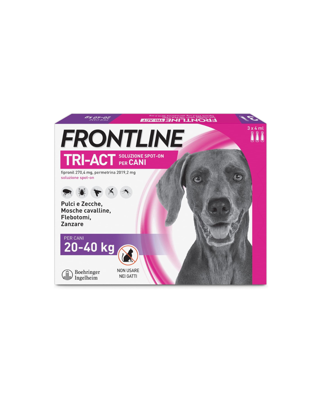 Frontline Tri - Act Spot On - for Dogs 20 - 40 kg - 3 Pipettes 