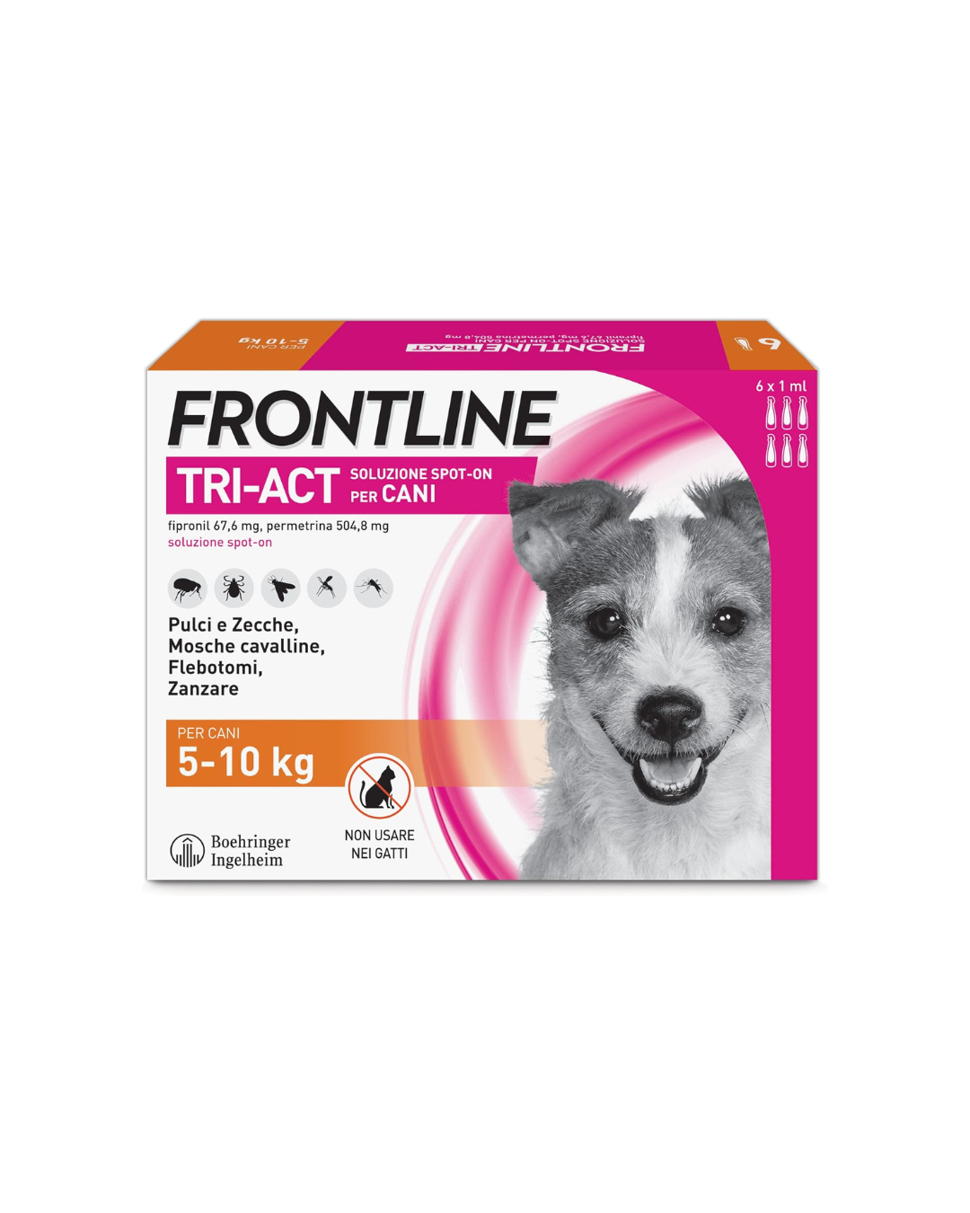 Frontline Tri - Act Spot On - Per Cani 5 - 10 kg - 6 Pipette