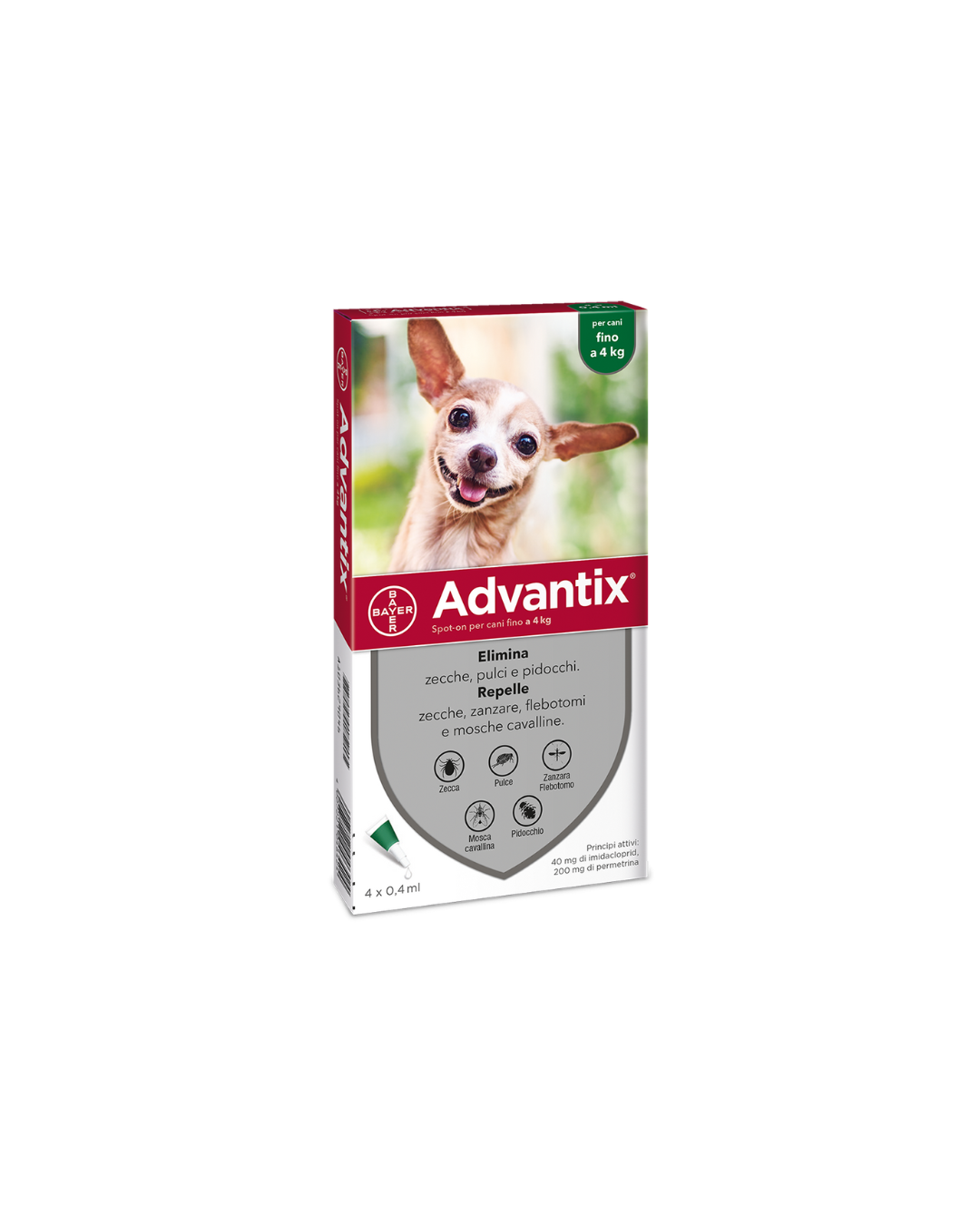 Advantix - 6 Spot On Pipettes Antiparasitic for Dogs up to 4kg - Elanco