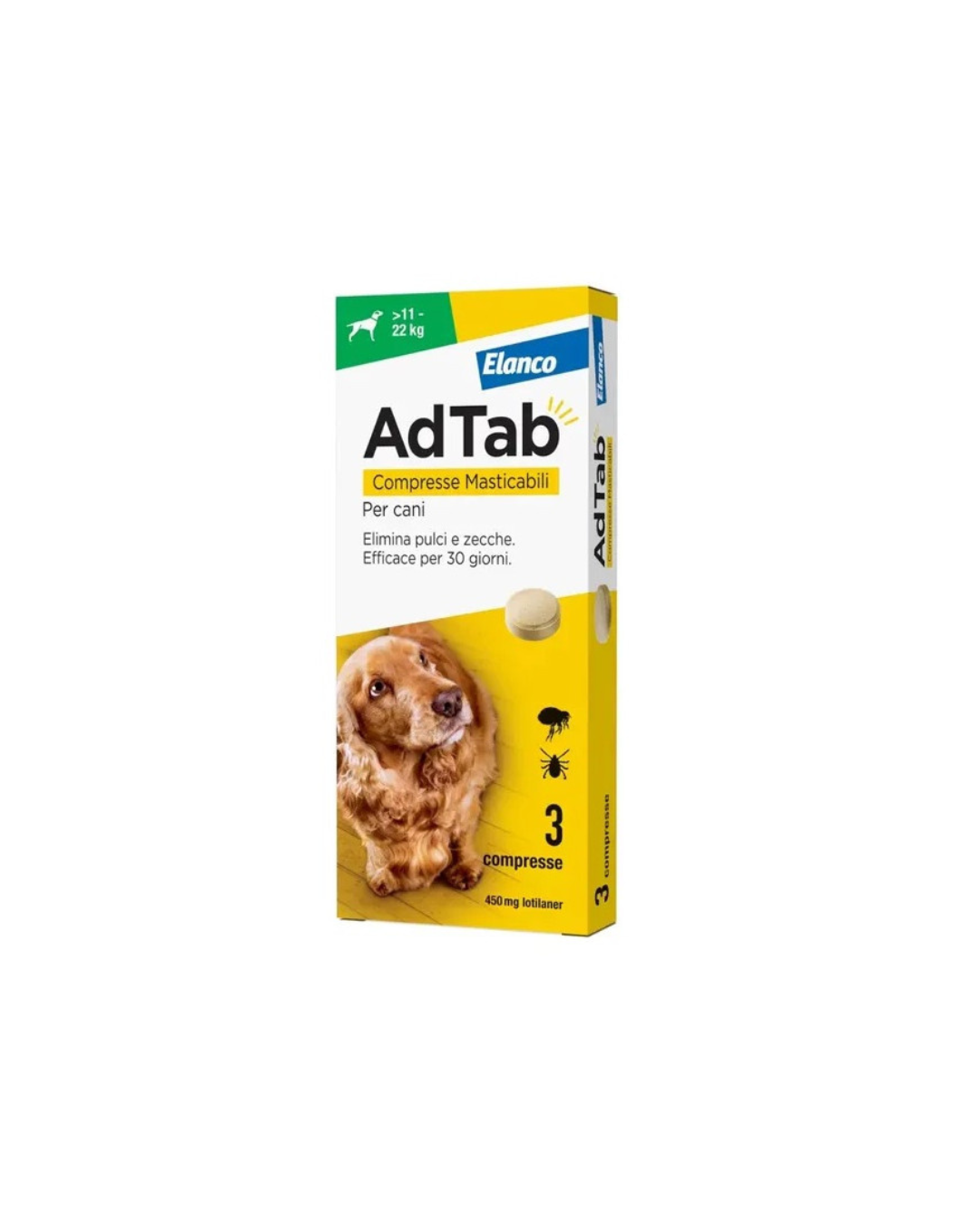 AdTab - Elanco - 3 Chewable Antiparasitic Tablets for Dogs 11-22kg