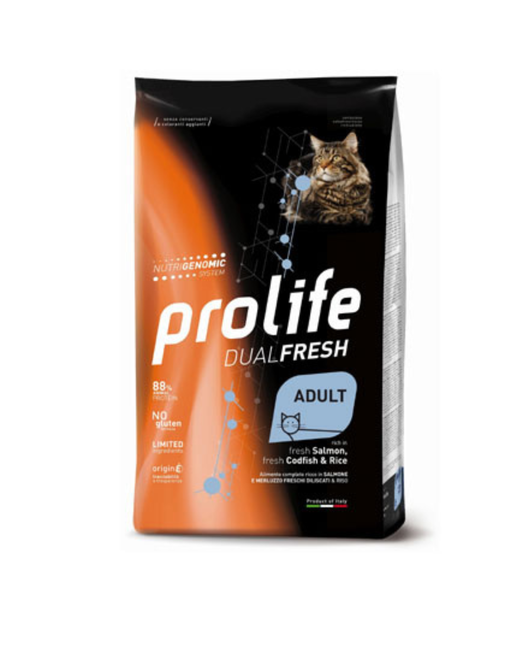 Prolife - Dual Fresh Gatto Adult - Salmone Merluzzo e Riso 1,5kg