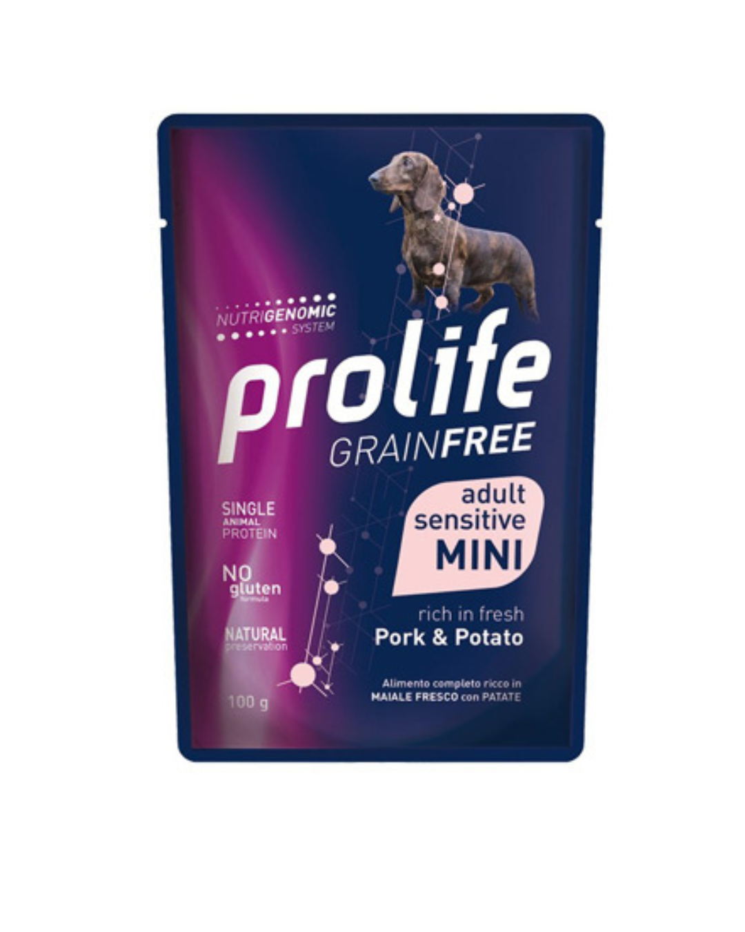 Prolife - Grain Free Sensitive - Dog Adult Mini - Maiale e Patate - Umido in Bustina 100 gr