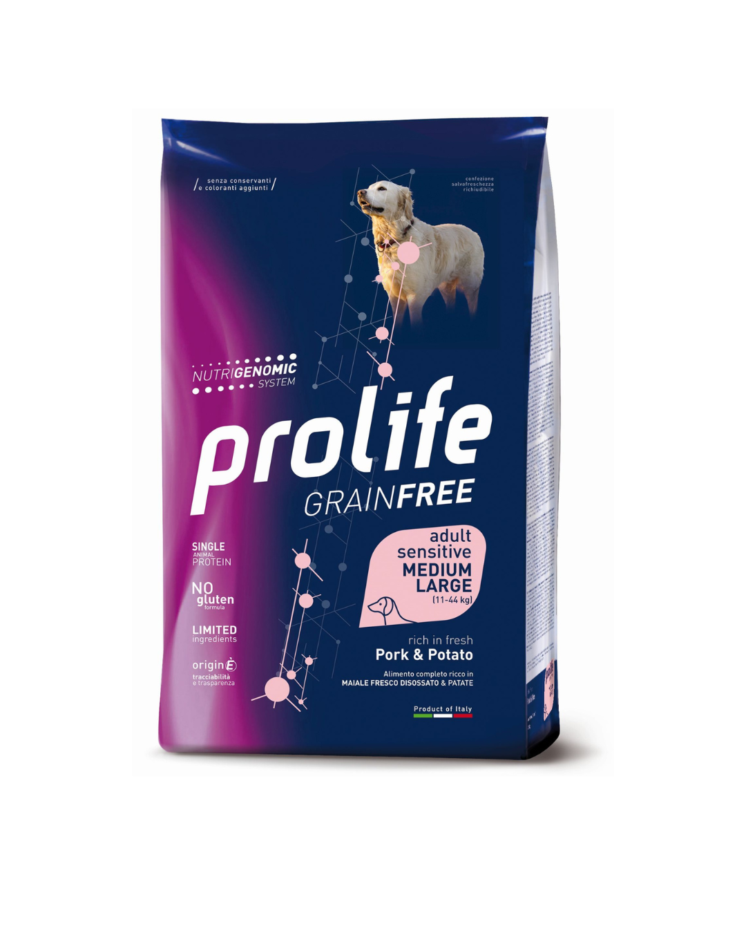 Prolife - Grain Free Sensitive Adult Medium Large - Maiale e Patate 10kg