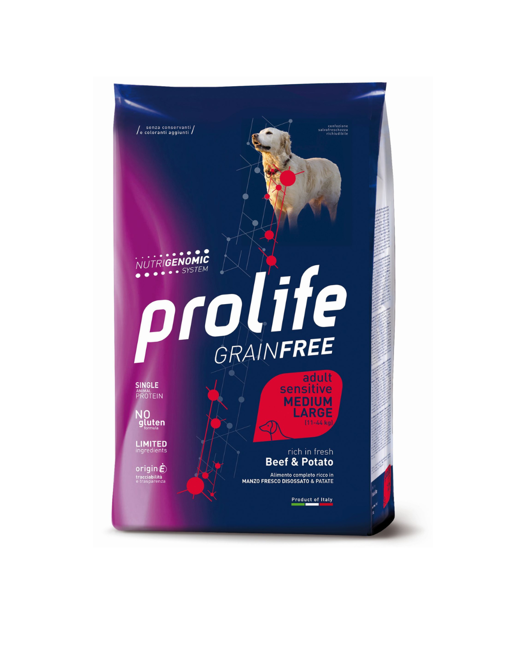 Prolife - Grain Free Sensitive Adult Medium Large - Manzo e Patate 10kg