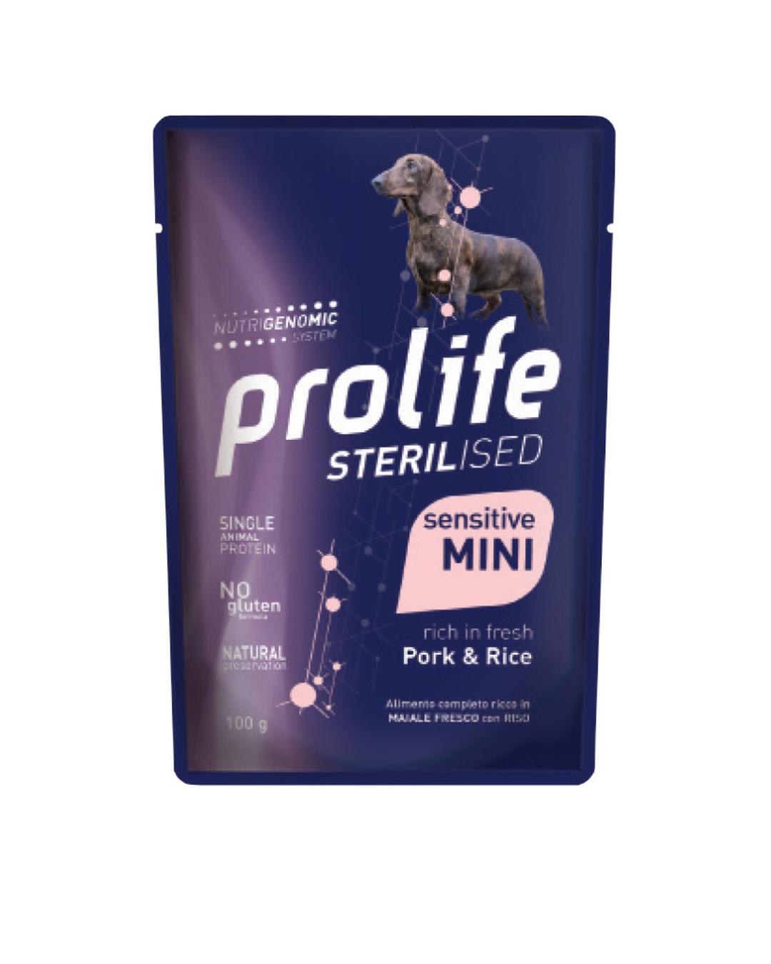 Prolife - Sterilised Sensitive Mini - Maiale e Riso- Umido in Bustina 100gr