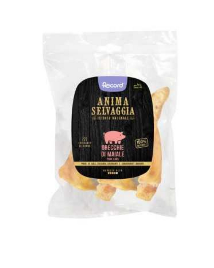Record - Anima Selvaggia Orecchie di Maiale Essiccate 30gr - Per Cani