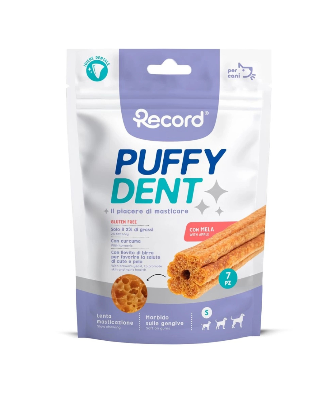 Record Puffydent 7 Snack Morbido Gusto Menta S 52,5gr per Cani