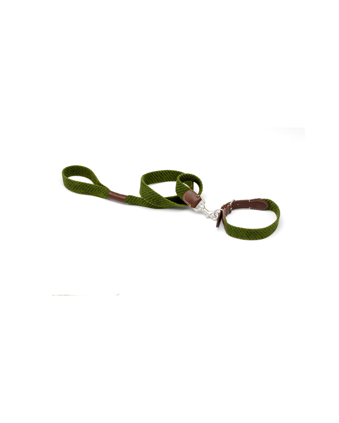 Leopet Ethnic - Guinzaglio Nastro in Cotone Verde Washed 120x3,5 cm