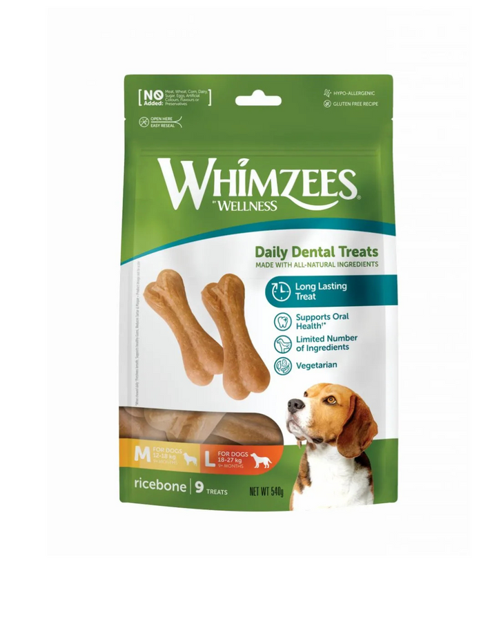 Whimzees - Dental Snack Osso di Riso - Busta 9 Pezzi