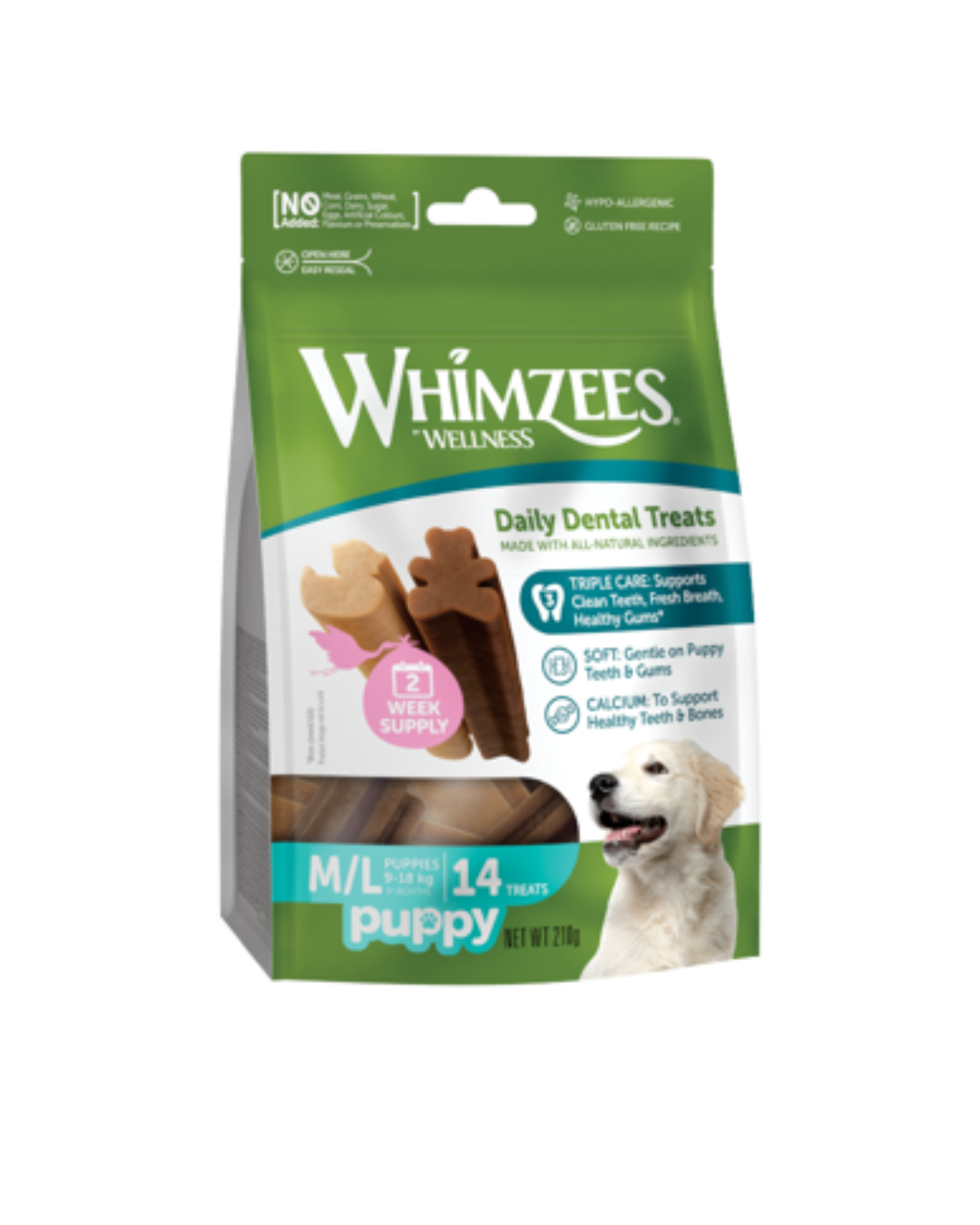 Whimzees - Dental Stick Vegetale Puppy - Per Cuccioli M/L  - Busta 14 Pezzi