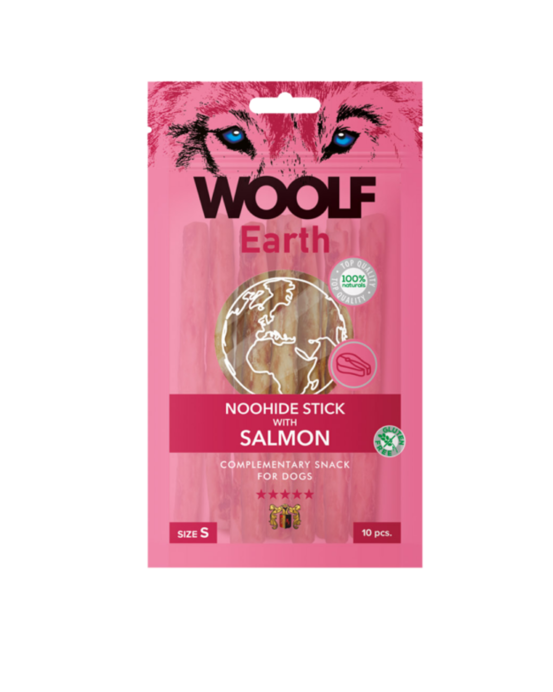 Woolf - Earth Noohide Stick con Salmone 90g - 10 Stick