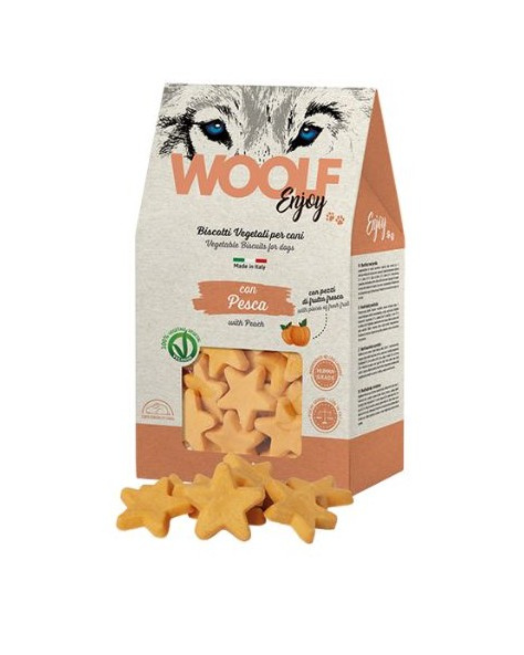 Woolf - Enjoy Vegetable Biscuits for Dogs - Peach Flavor - 400 gr